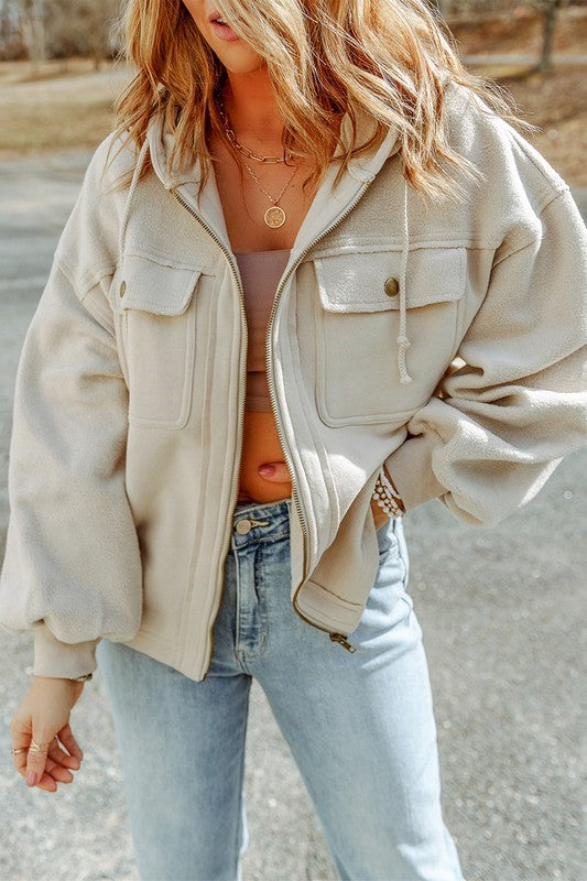 Pocketed long sleeve Stand Neck Jackets