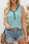 Green V Neck Button Shift