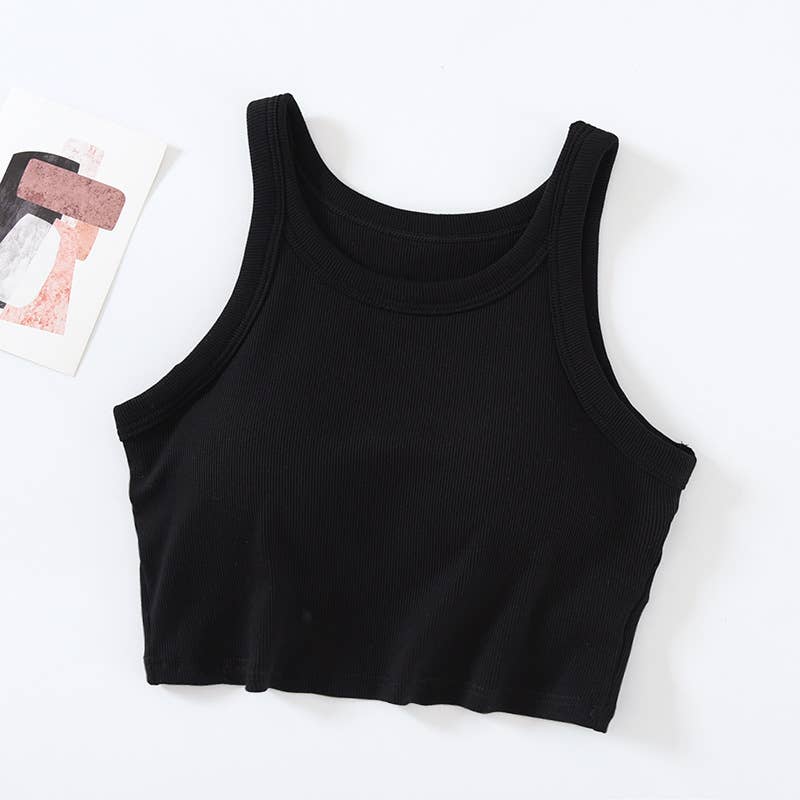 Tank Top with built in Bra Black