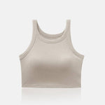 Cropped Tank Top with built in bra Beige