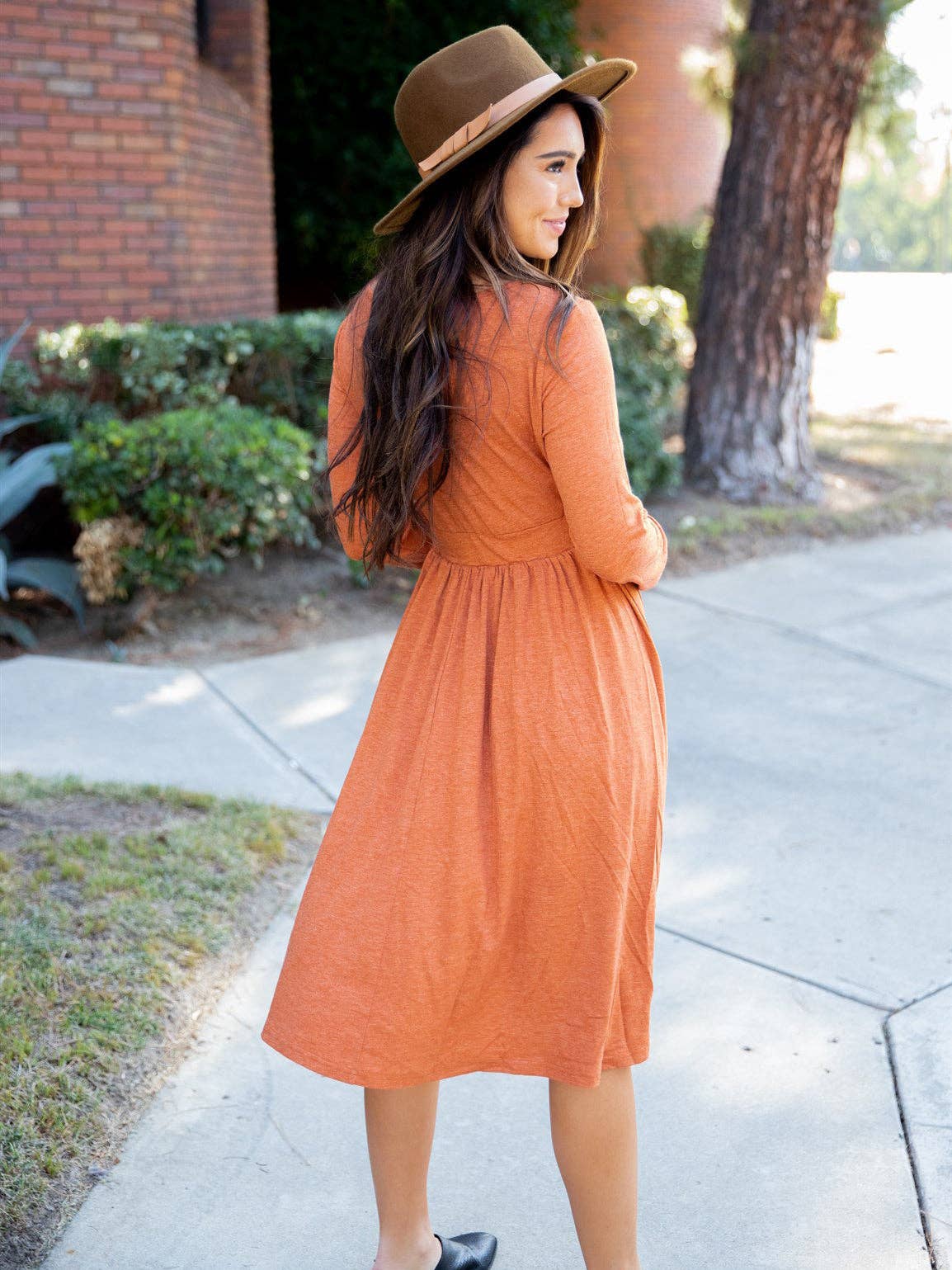 Long Sleeve Isla Wrap Dress: Orange