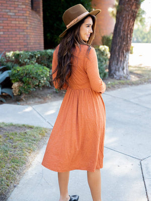 Long Sleeve Isla Wrap Dress: Orange