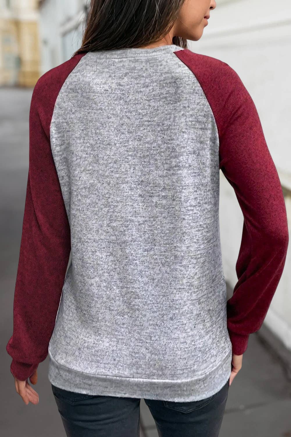 Casual Colorblock Raglan Long Sleeve Top