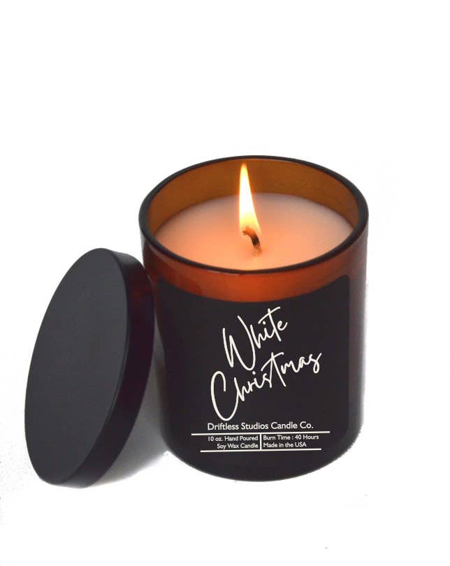 White Christmas Soy wax Candles - 10oz Candle with Lid