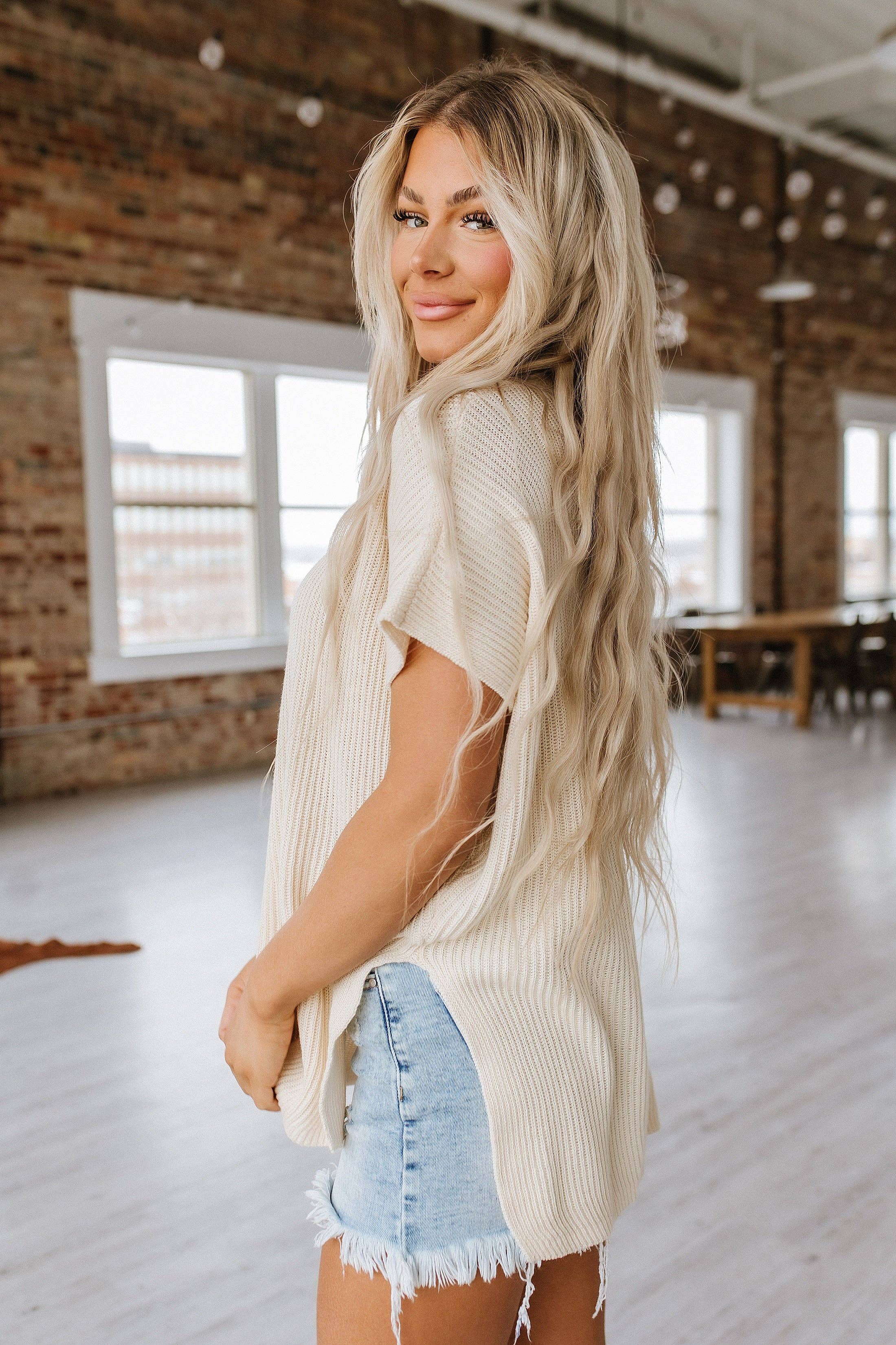 Brandy Side Slit Tunic  Apricot