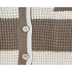 V-neck Pocket Color Blocked Cardigan Knit Jacket: Black / L