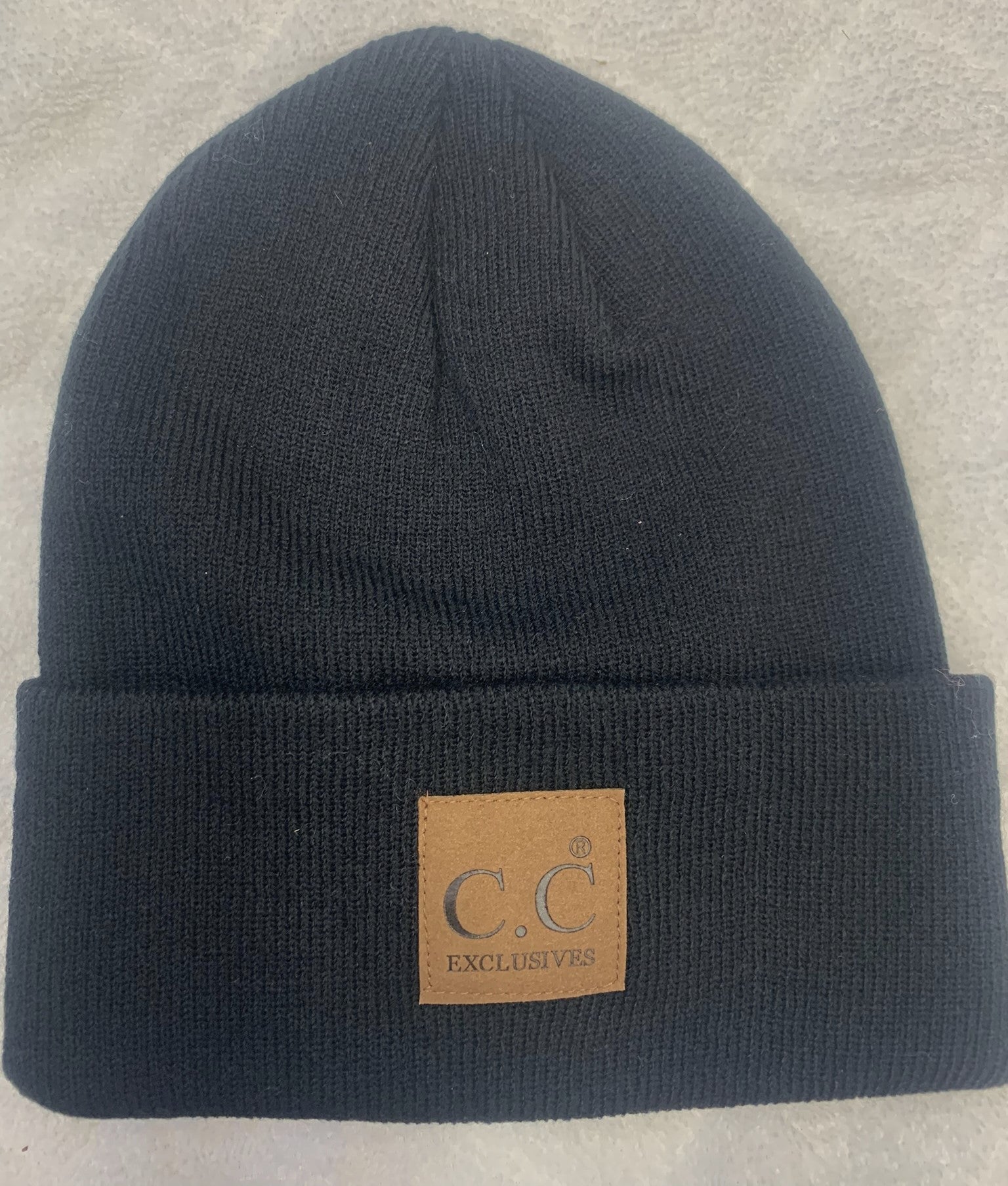 Black C C fine knit hat