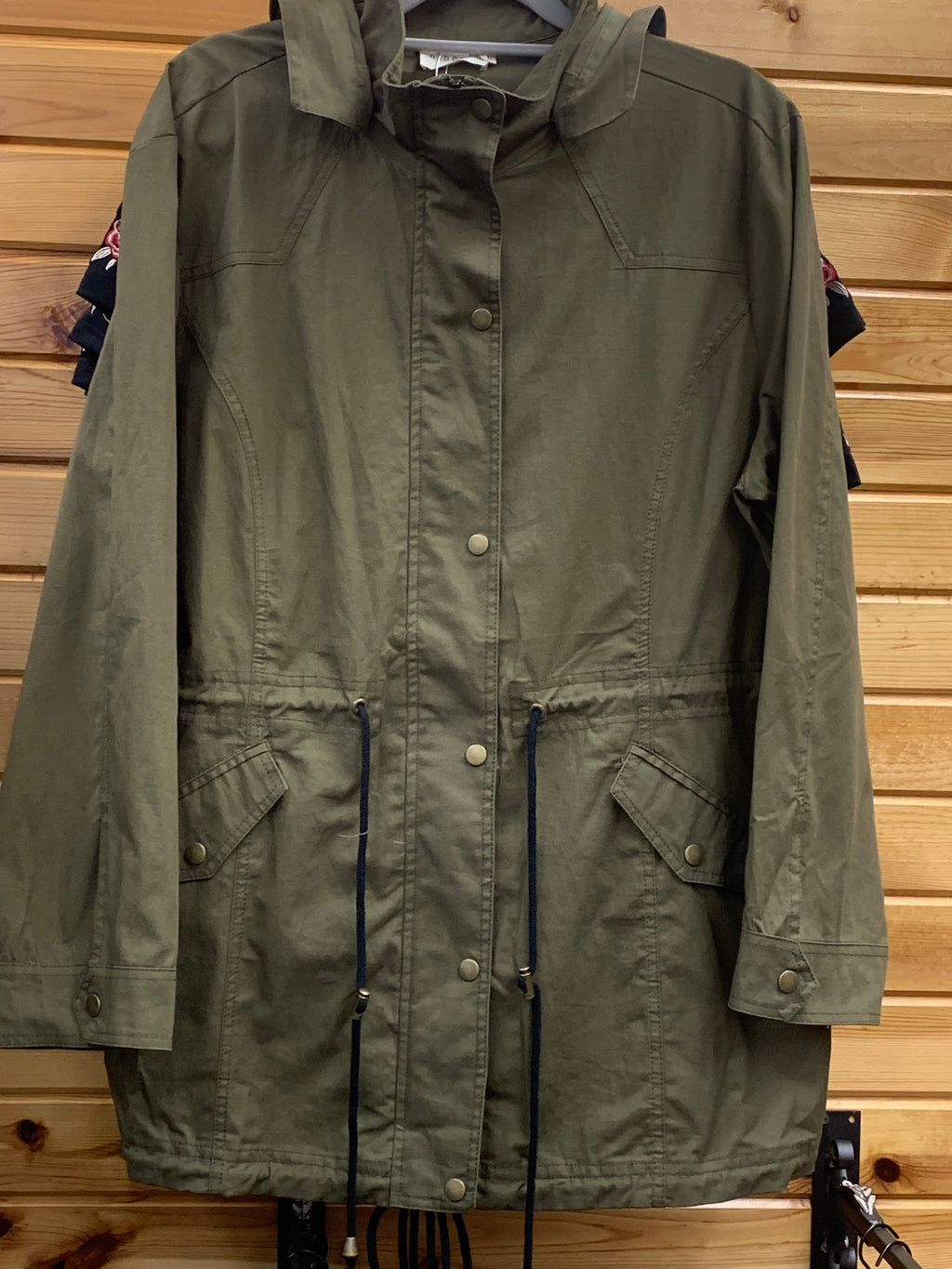 Dark Green, light wieght, Jacket with snaps and zipper