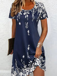 Floral Print Crew Neck Dress