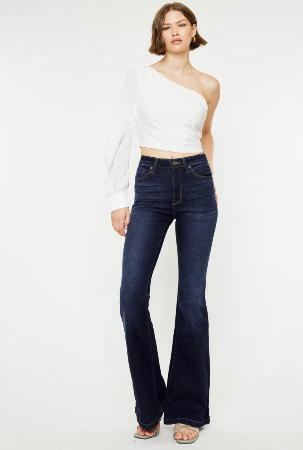 High Rise Super Flare Blue Jeans