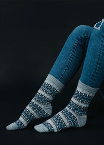 Socks Grey, Black and Blue Pattern Socks