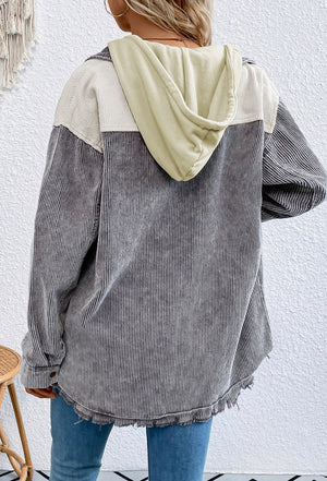 Grey/White Corduroy Hoodie