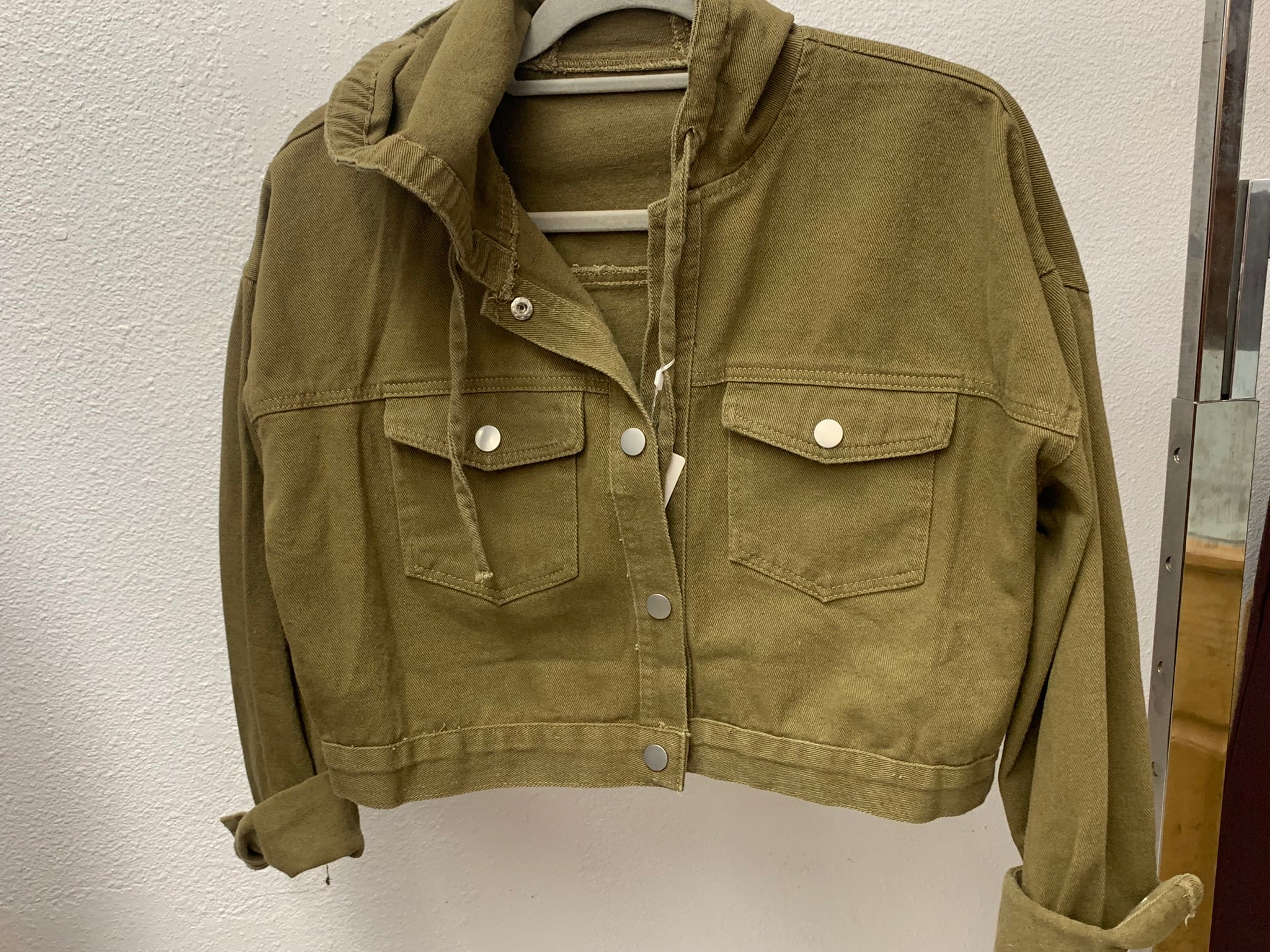 Cropped Green Hooded Jacket