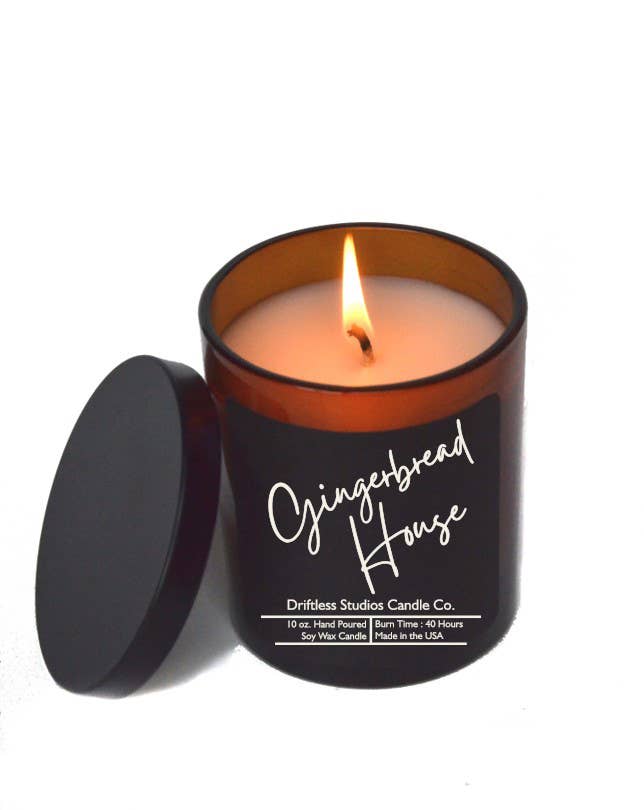 Gingerbread House Soy wax Candles - 10oz Candle With Lid