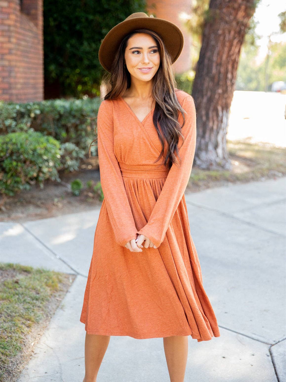 Long Sleeve Isla Wrap Dress: Orange