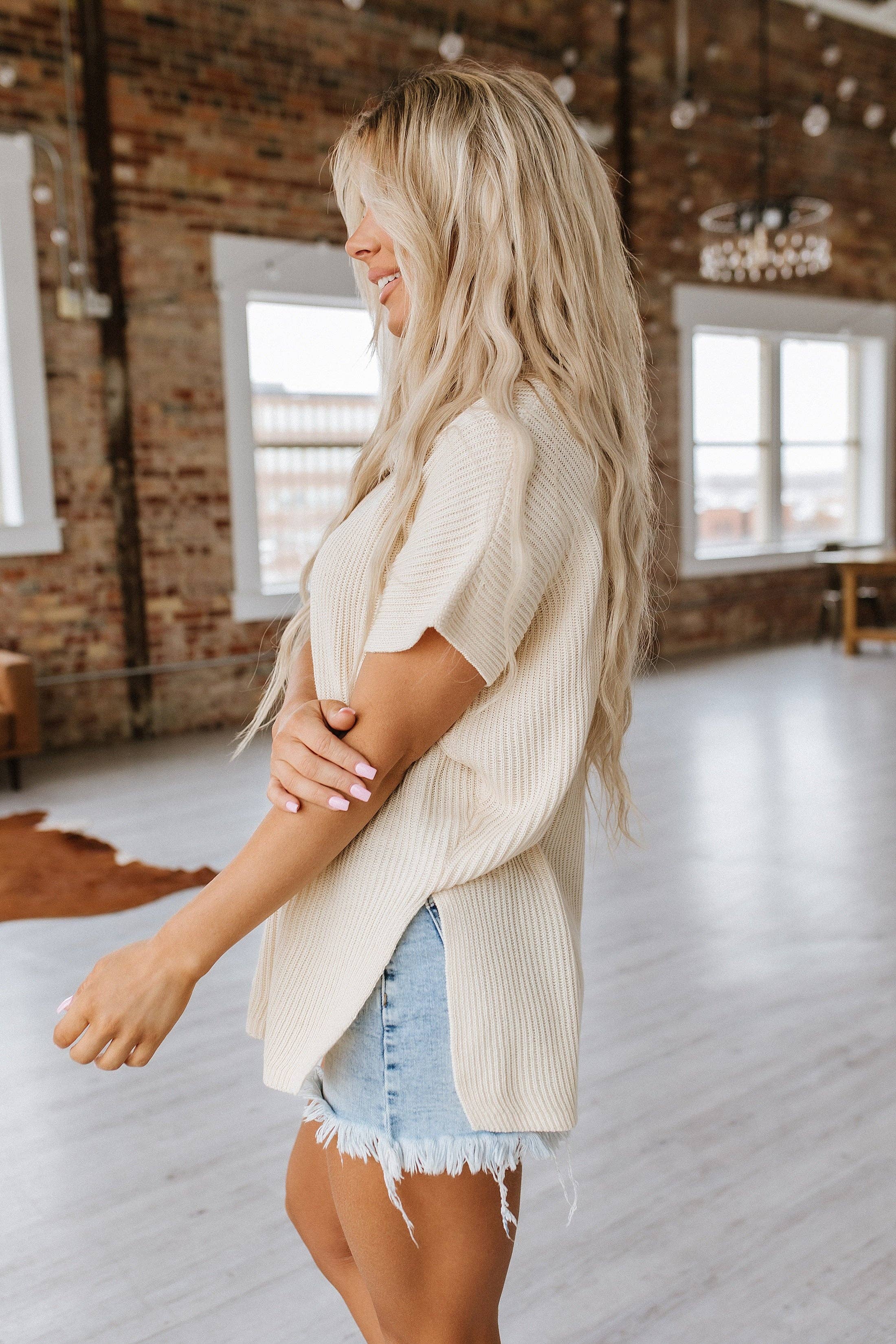Brandy Side Slit Tunic  Apricot