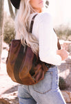 Brown leather backpack