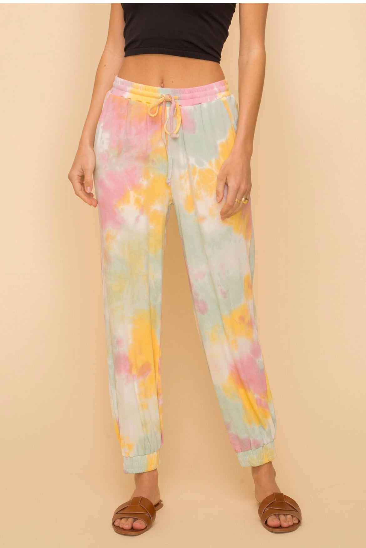 Tie dye ribbed jersey joggers