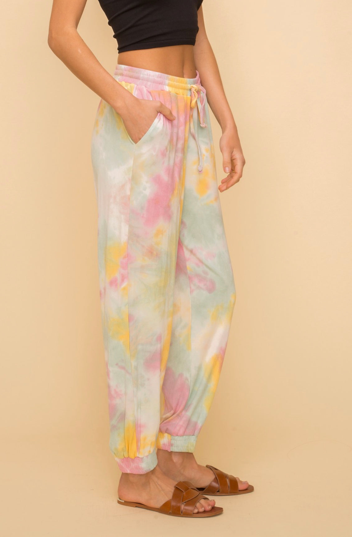 Tie dye ribbed jersey joggers