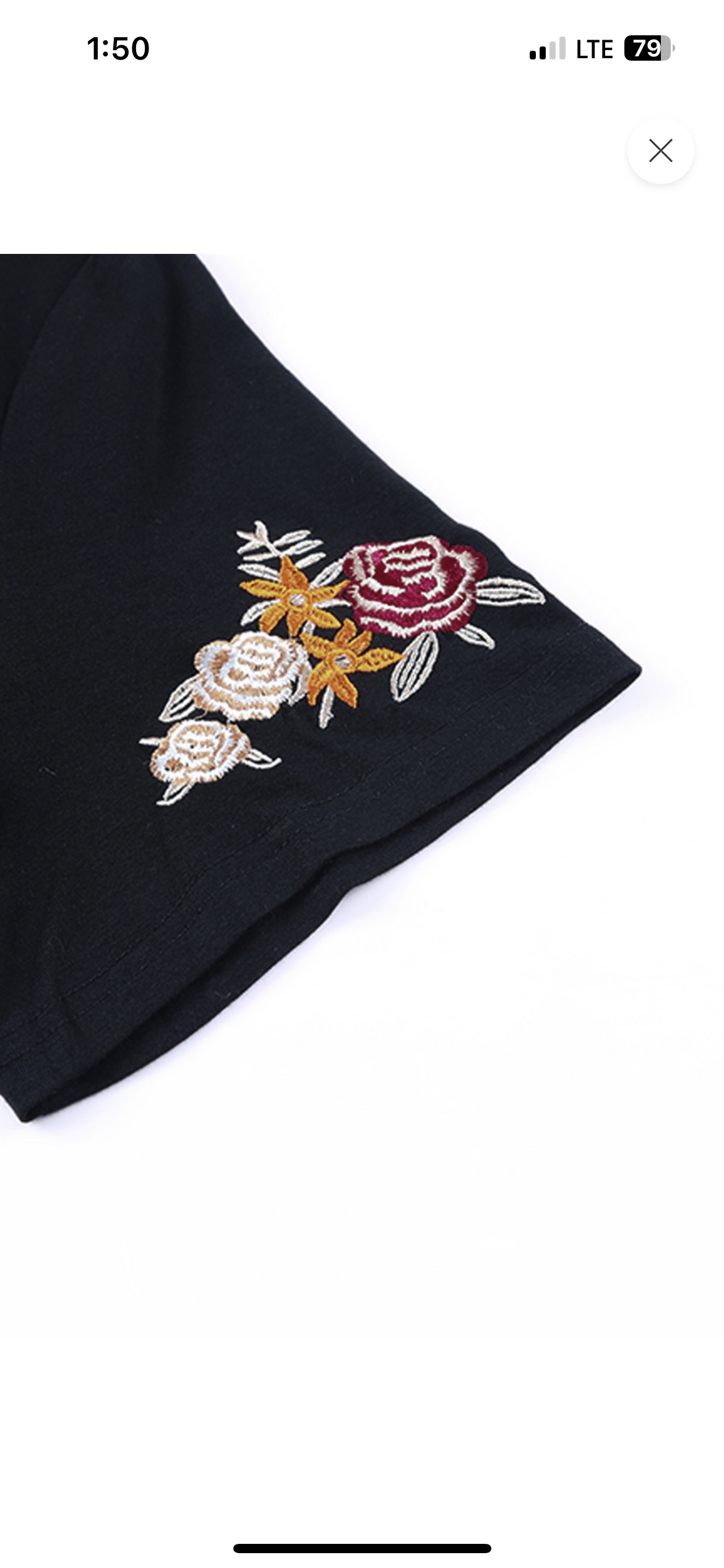 Black flower sleeve tee