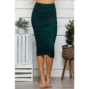 Ruched Green Skirt