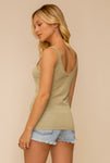 Scalloped edge, sage tank