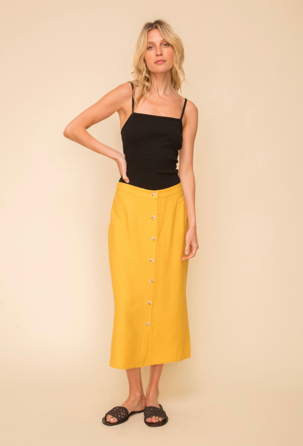 Mustard button skirt