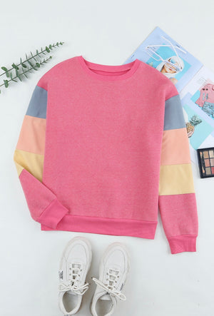Pink color block sweatshirt