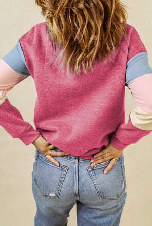 Pink color block sweatshirt