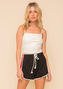 Black shorts Red strip on side