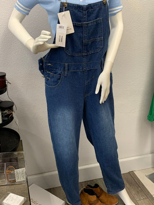 vintage washed Denim overalls | Dark Blue