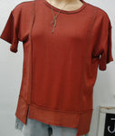 DARK RUST COLORED, SHORT SLEEVE TOP
