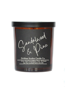 Sandalwood & Pine Soy Candle - 10oz Jar With Lid Black Label