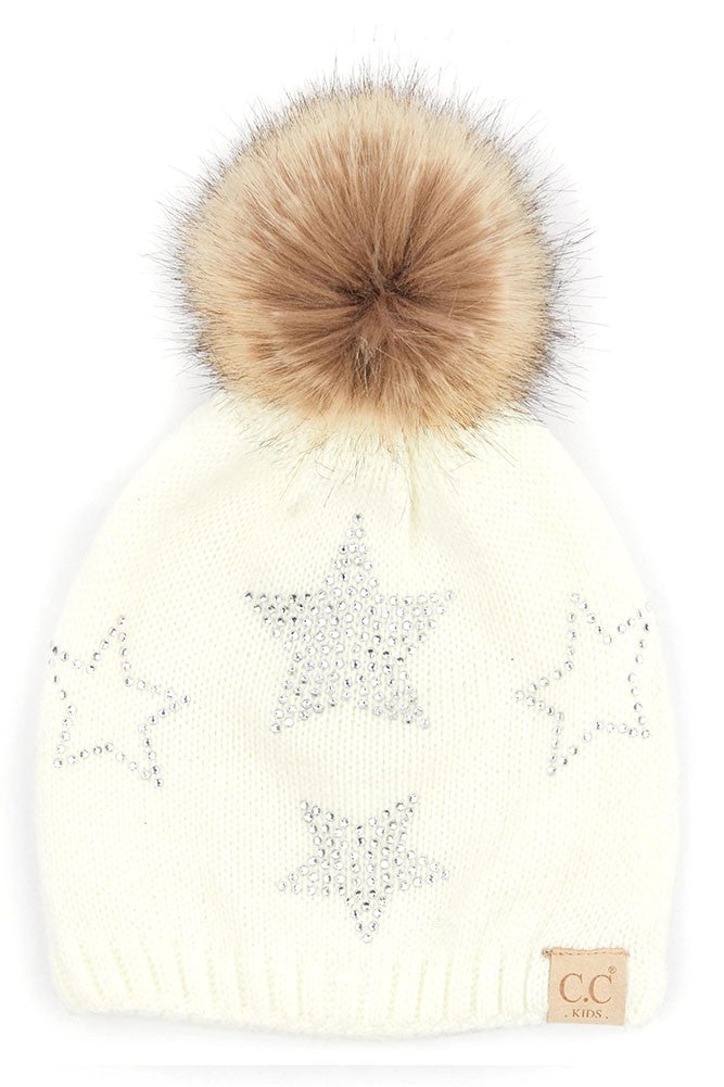 Kids Rhinestone Star Print Beanie