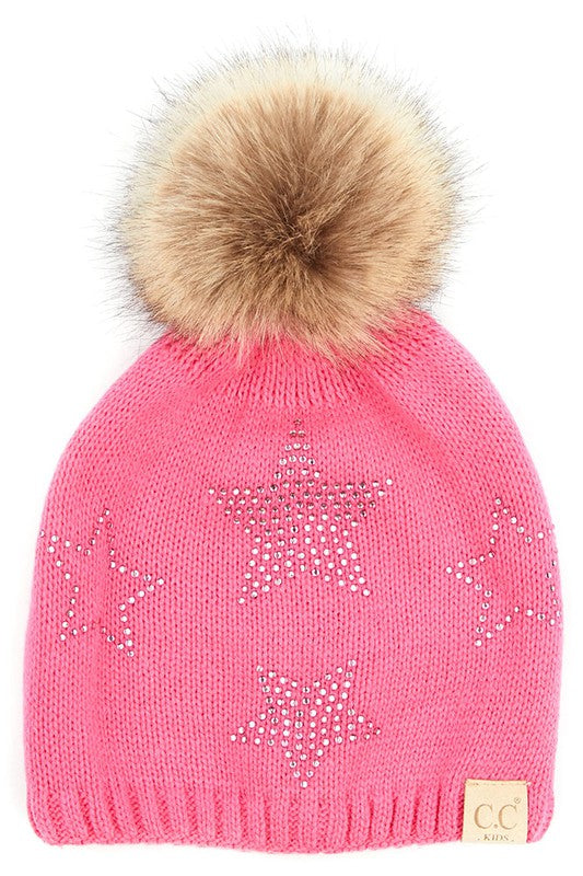 Kids Rhinestone Star Print Beanie