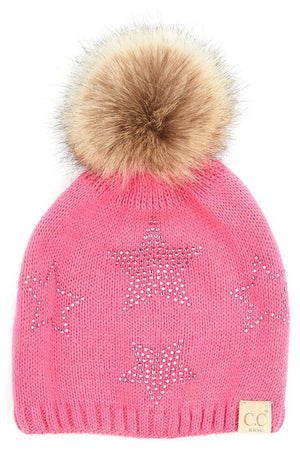 Kids Rhinestone Star Print Beanie
