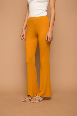SOFT RIBBED KNIT FLAIR COMFY LOUNGE TROUSERS