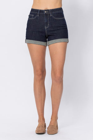 S-L Stone Wash Open Seam Cuff Shorts -Judy Blue