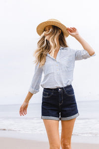 S-L Stone Wash Open Seam Cuff Shorts -Judy Blue