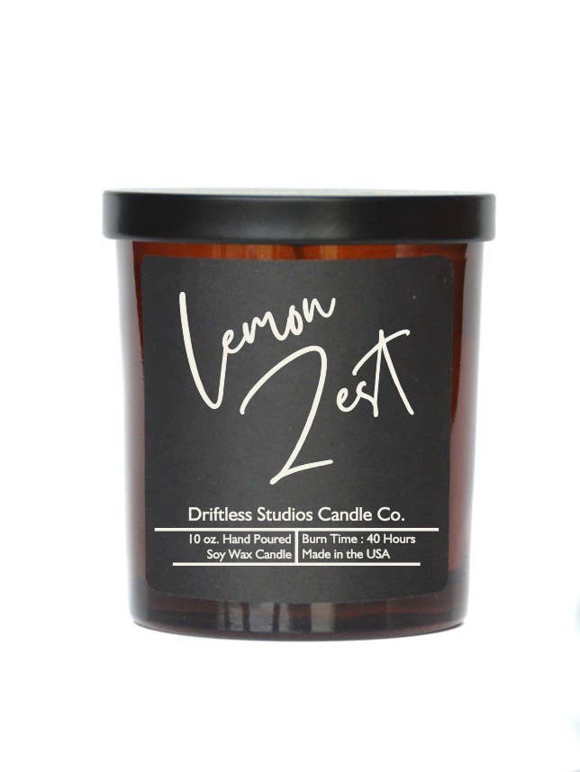 Lemon Zest Soy Candles -10oz Candle Jar With Lid Black Label