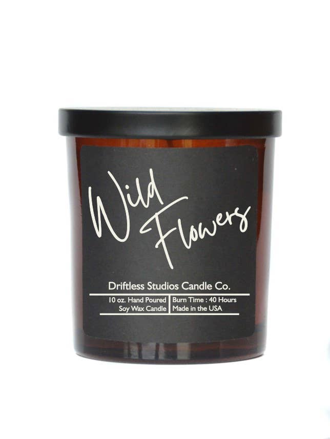 Wild Flowers Soy Candles - 10oz Jar With Lid Black Label