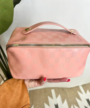 Checkered Large Capacity Makeup  Storage Bag