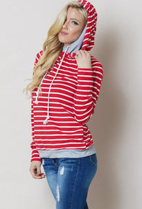 Red and White Striped Sweatshirt