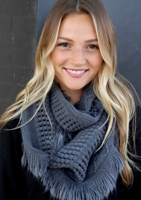 Grey Knit Infinity Scarf