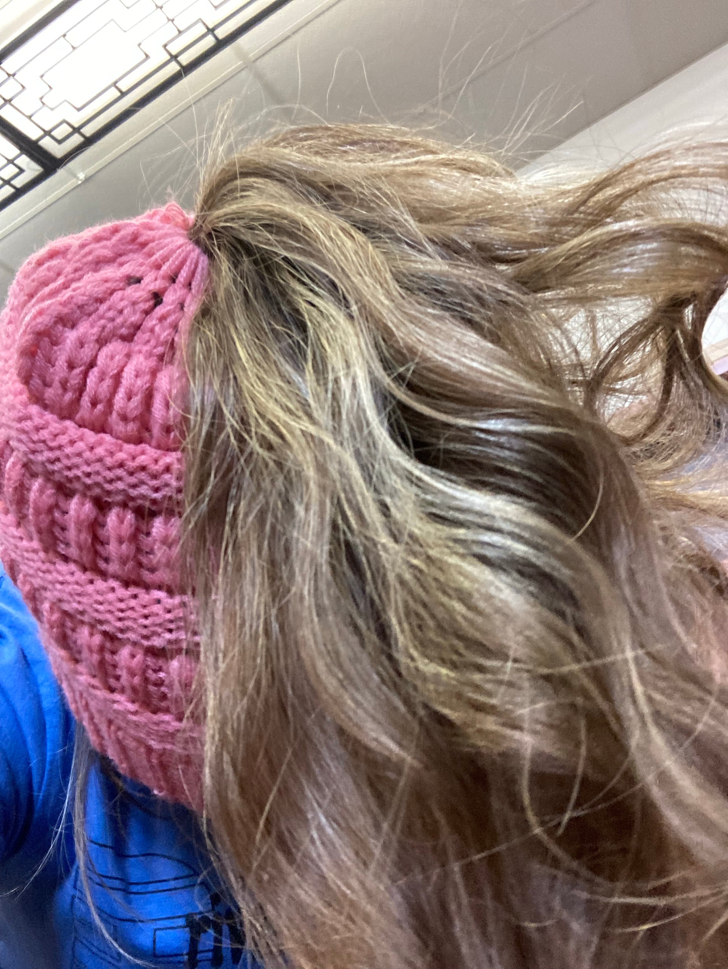 Pink ponytail hat