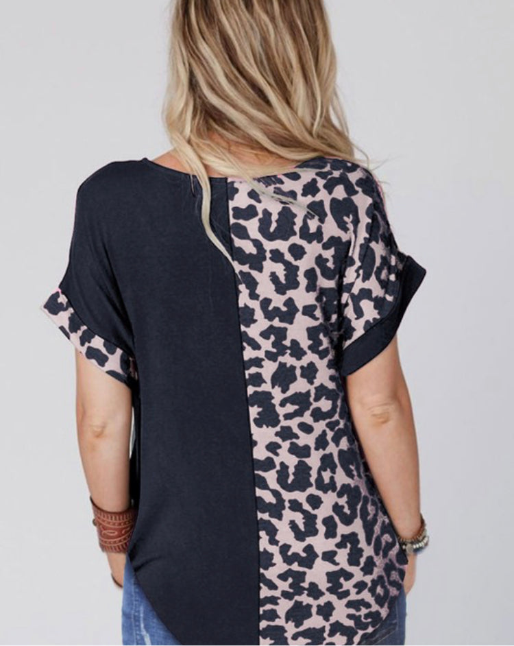Mauve and Black Cheetah Print Top.