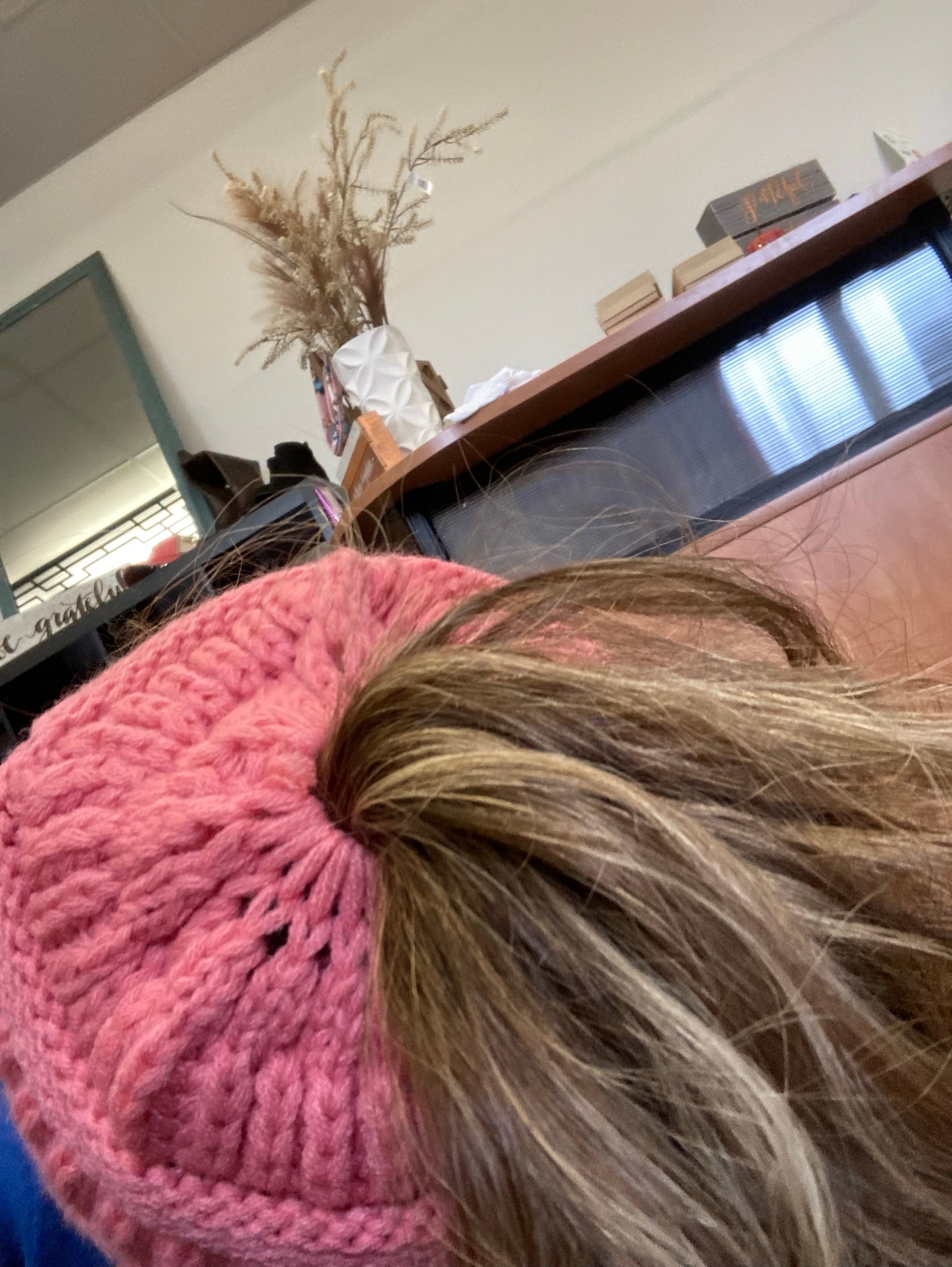 Pink ponytail hat