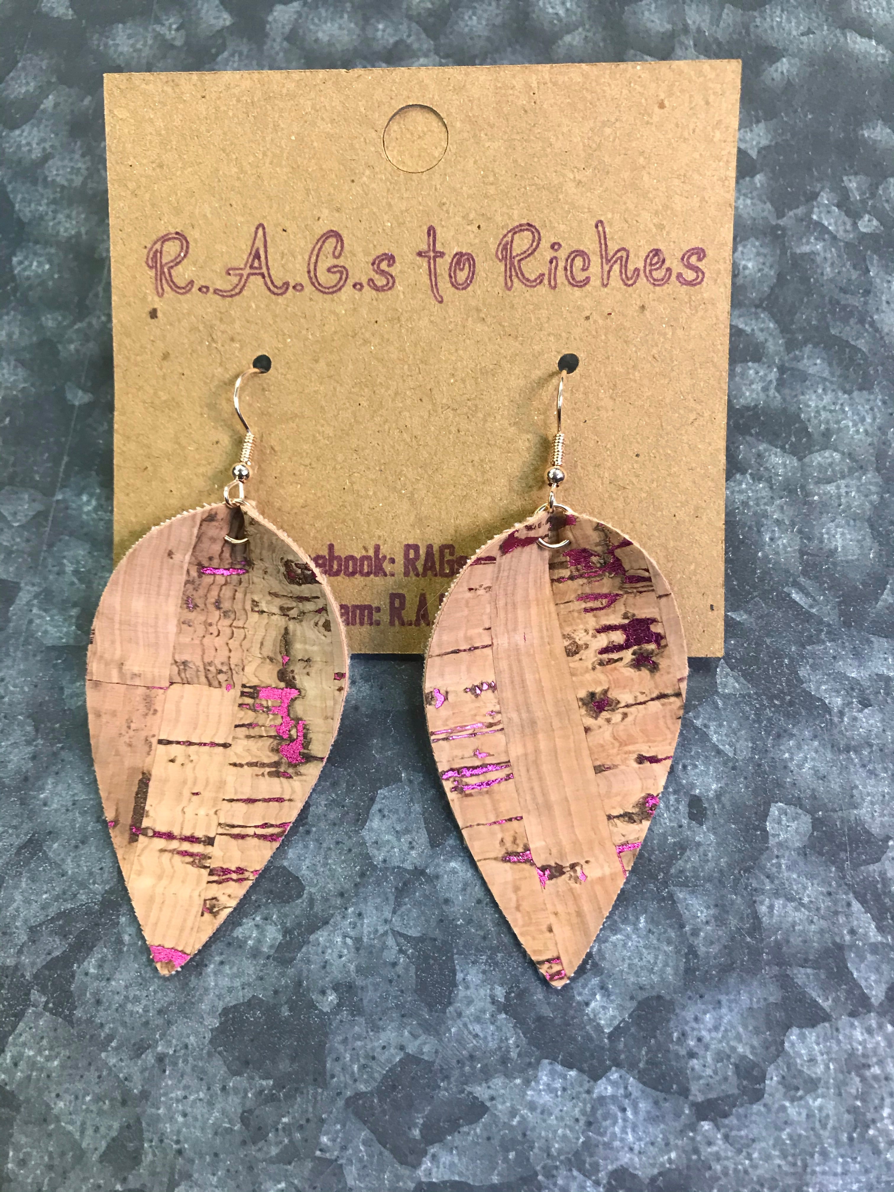 Cork With a Hint of Pink Earrings