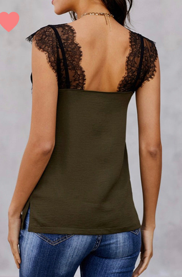 Olive and Lace Tank