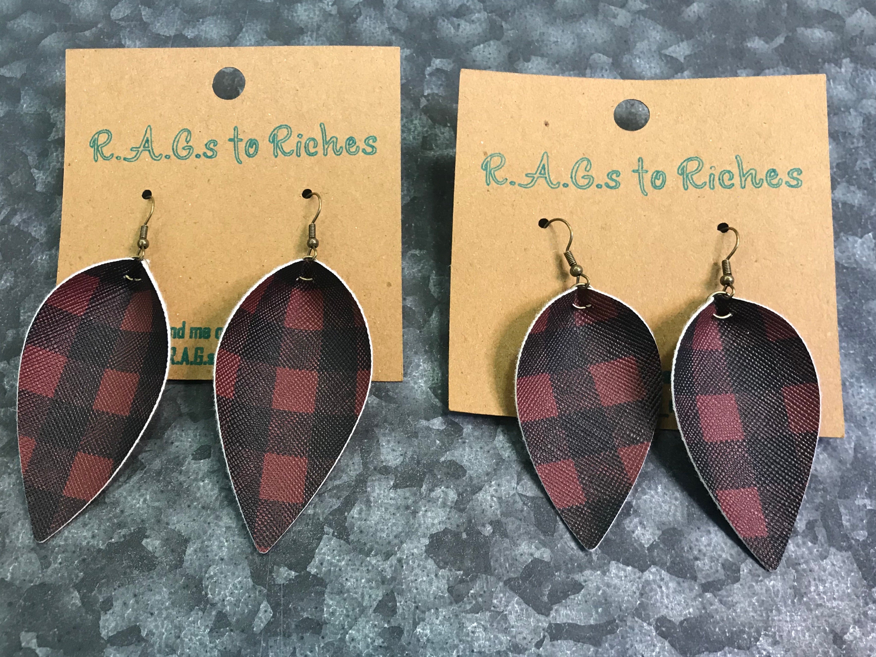Muted Red and Black Plaid Earrings